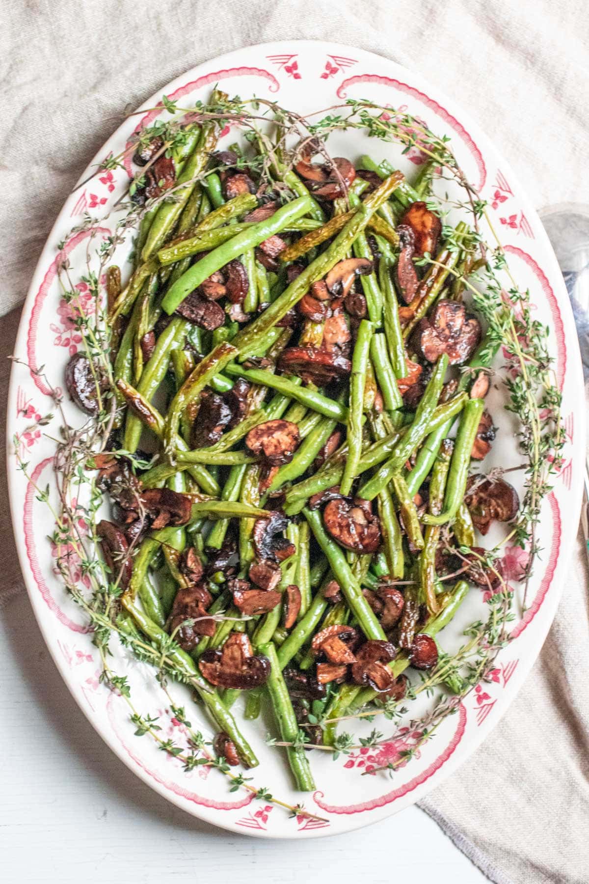 roasted green beans and mushrooms