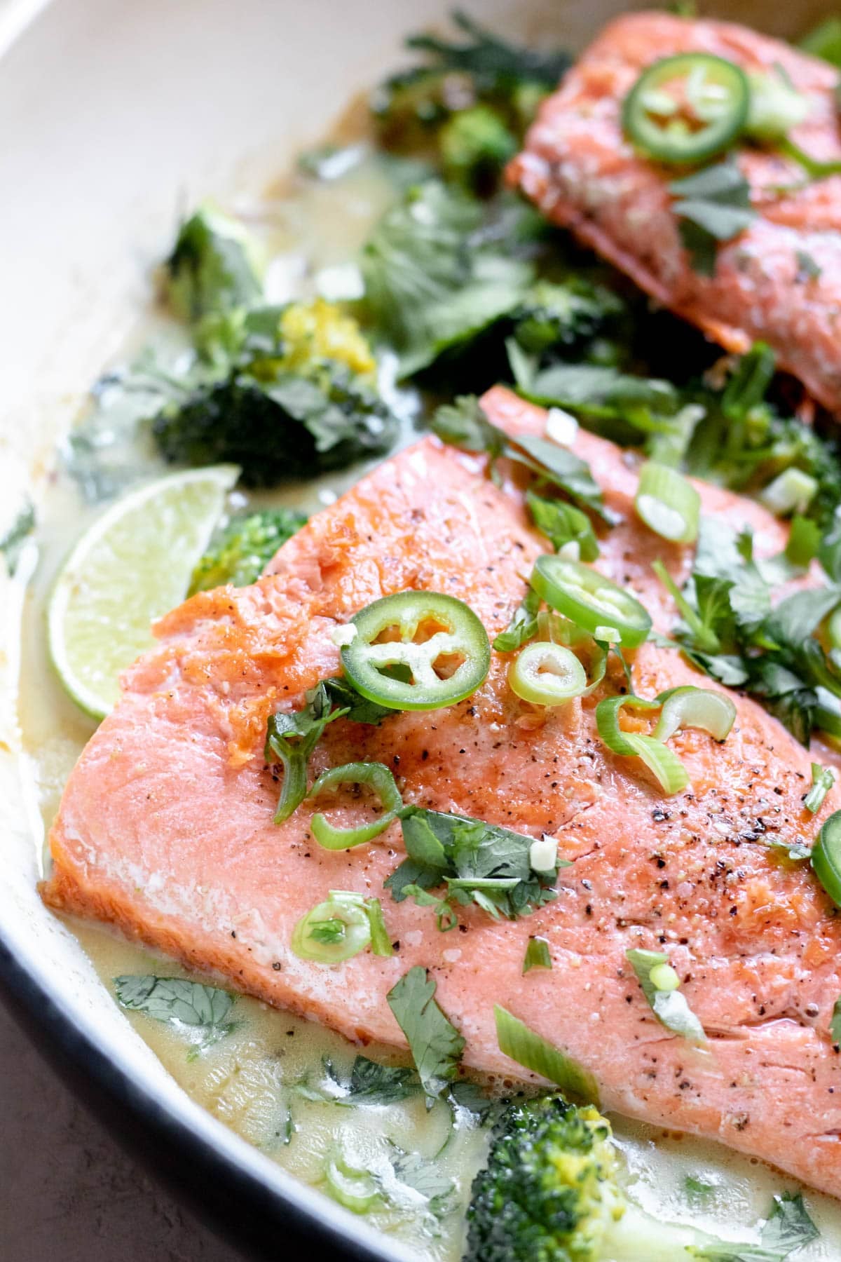 One Pan Green Curry Salmon with Broccoli