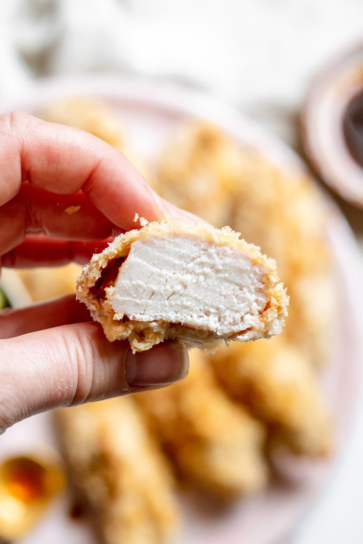 chicken strip cut in half