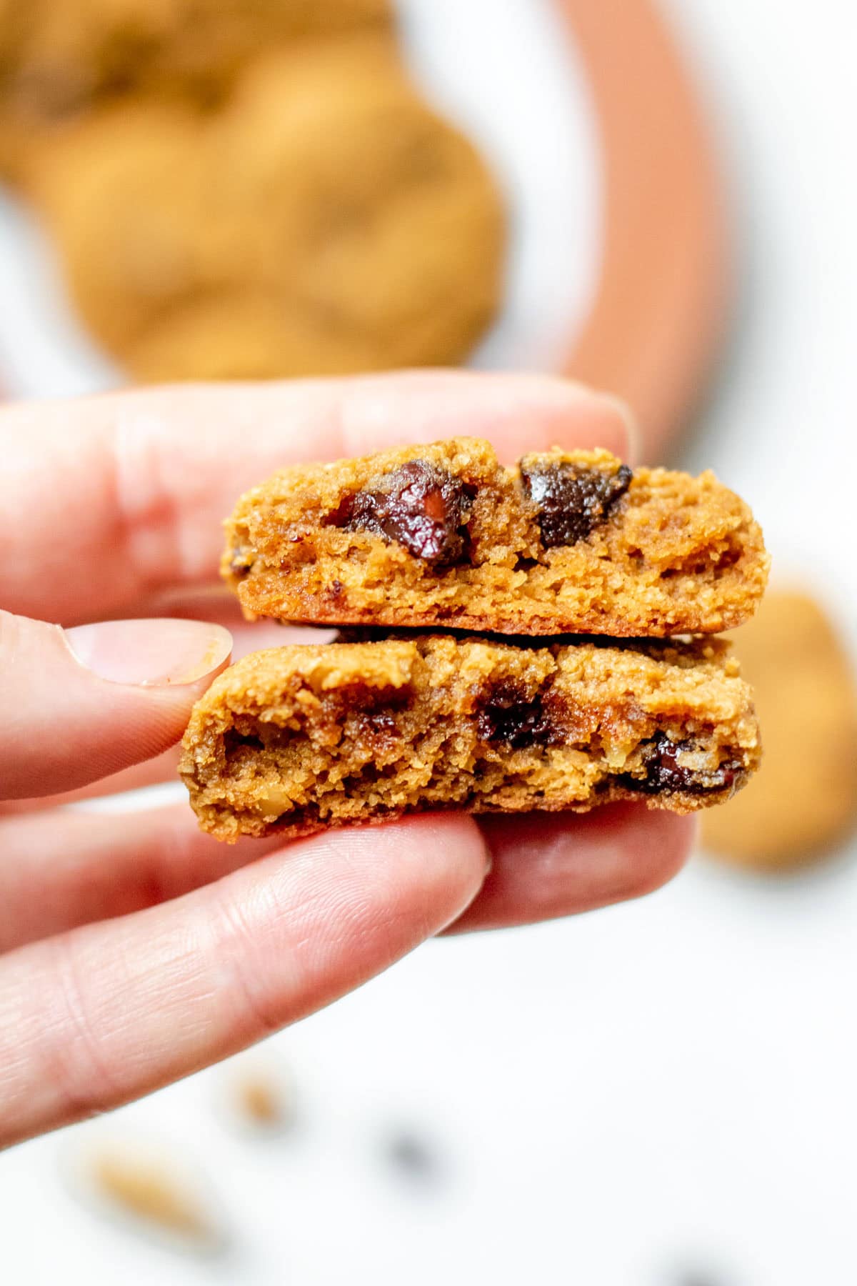 pumpkin cookie cut in half