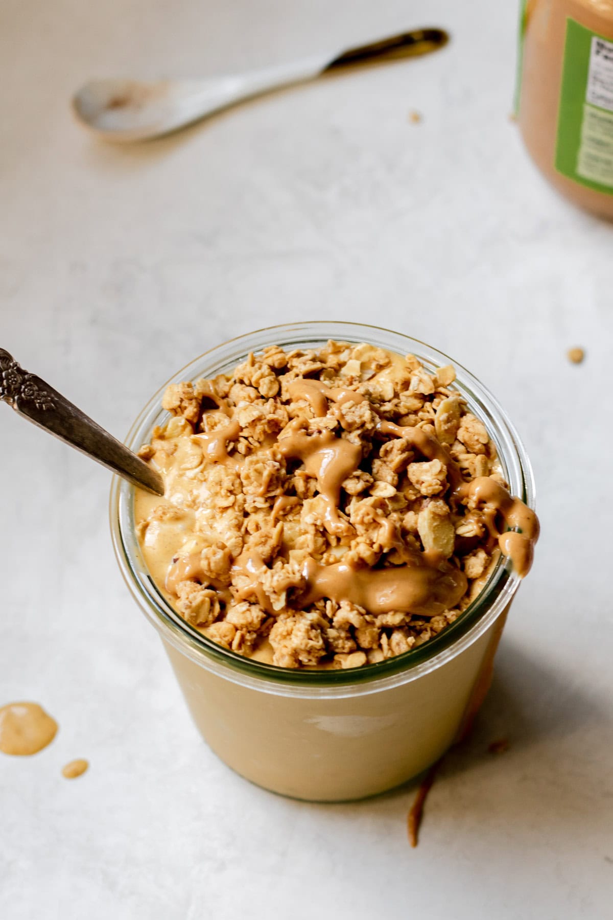 Pumpkin Cookie Protein Smoothie with granola topping