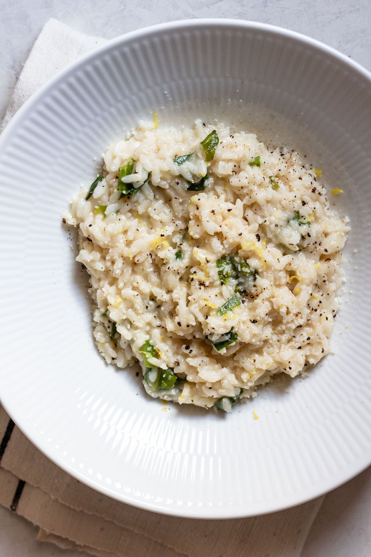 ramp risotto on a plate