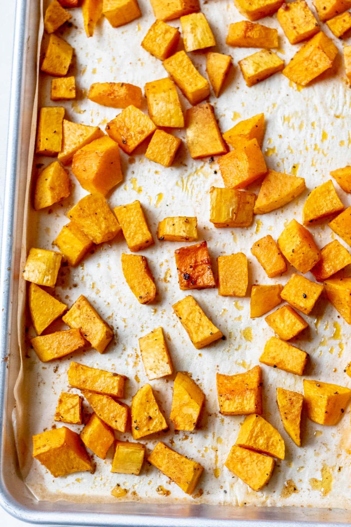 top down view of simple roasted butternut squash