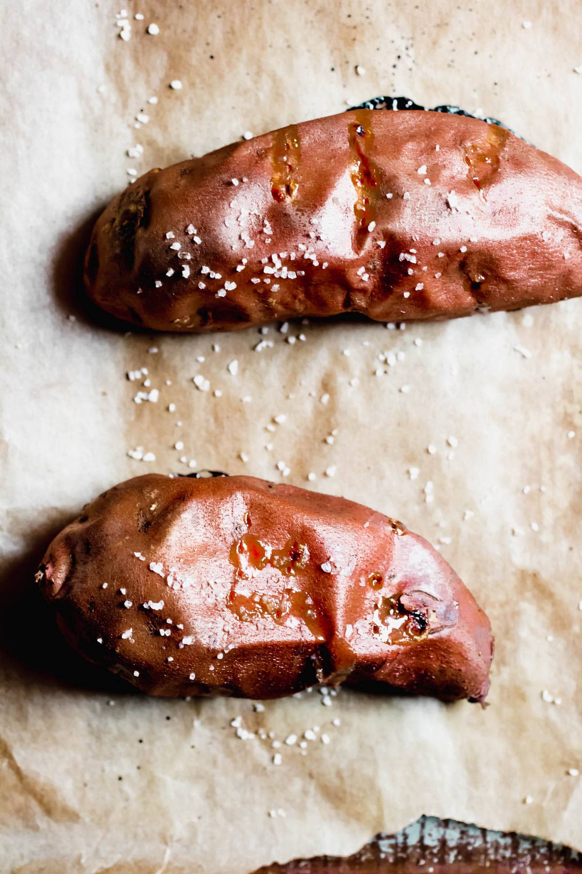baked sweet potatoes in a sheet pan