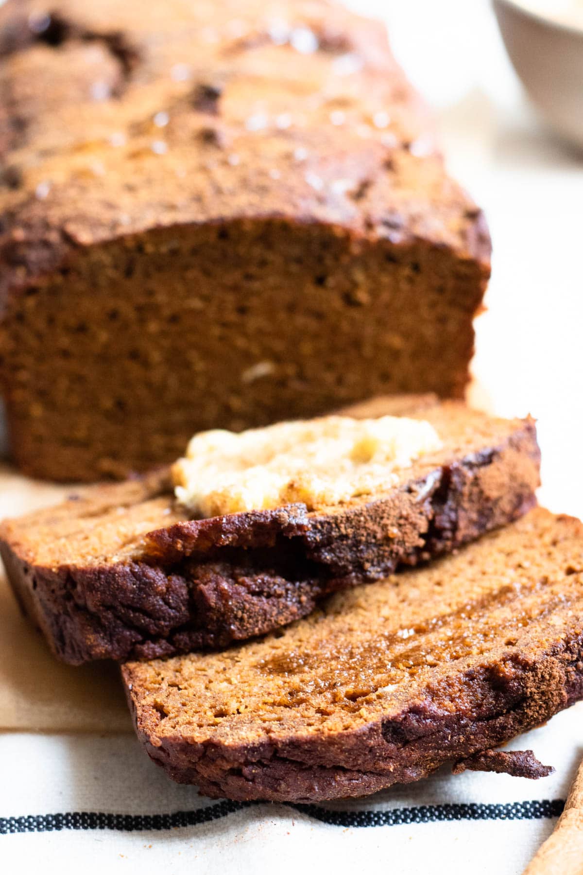 angled view of gluten-free Sweet Potato Bread