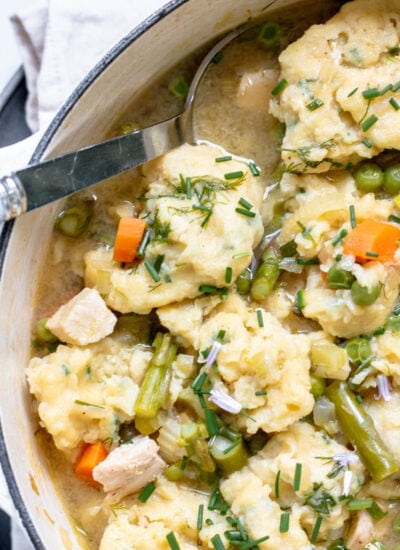 Summer Chicken Soup with Chive Dumplings
