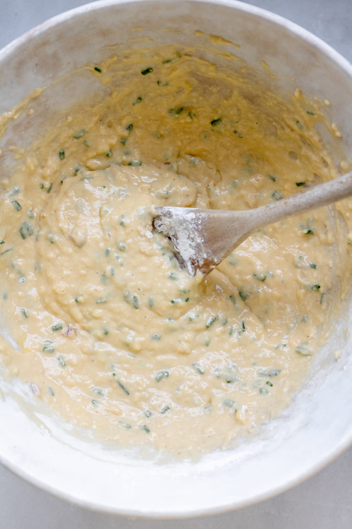 mixing ingredients for dumplings