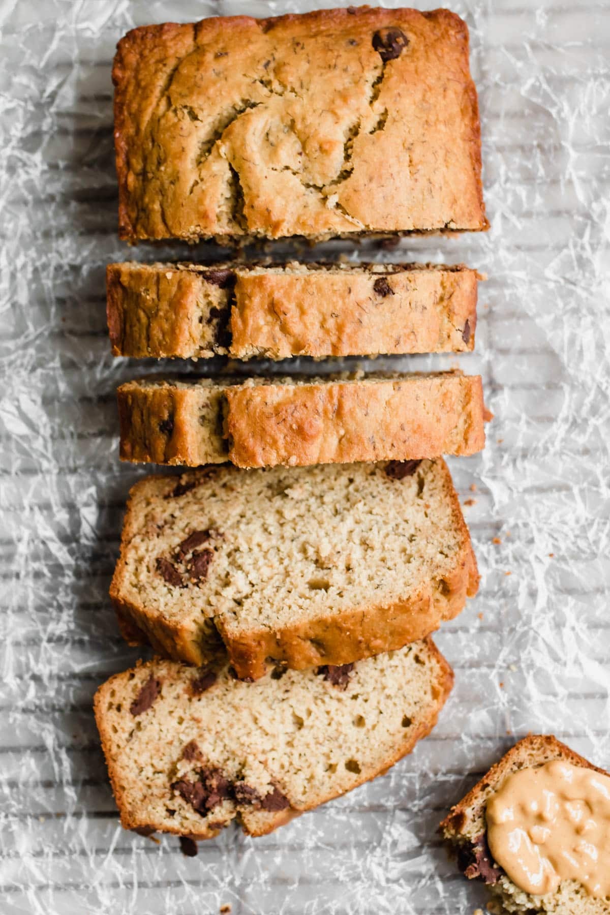 sliced Chocolate Chip Banana Bread