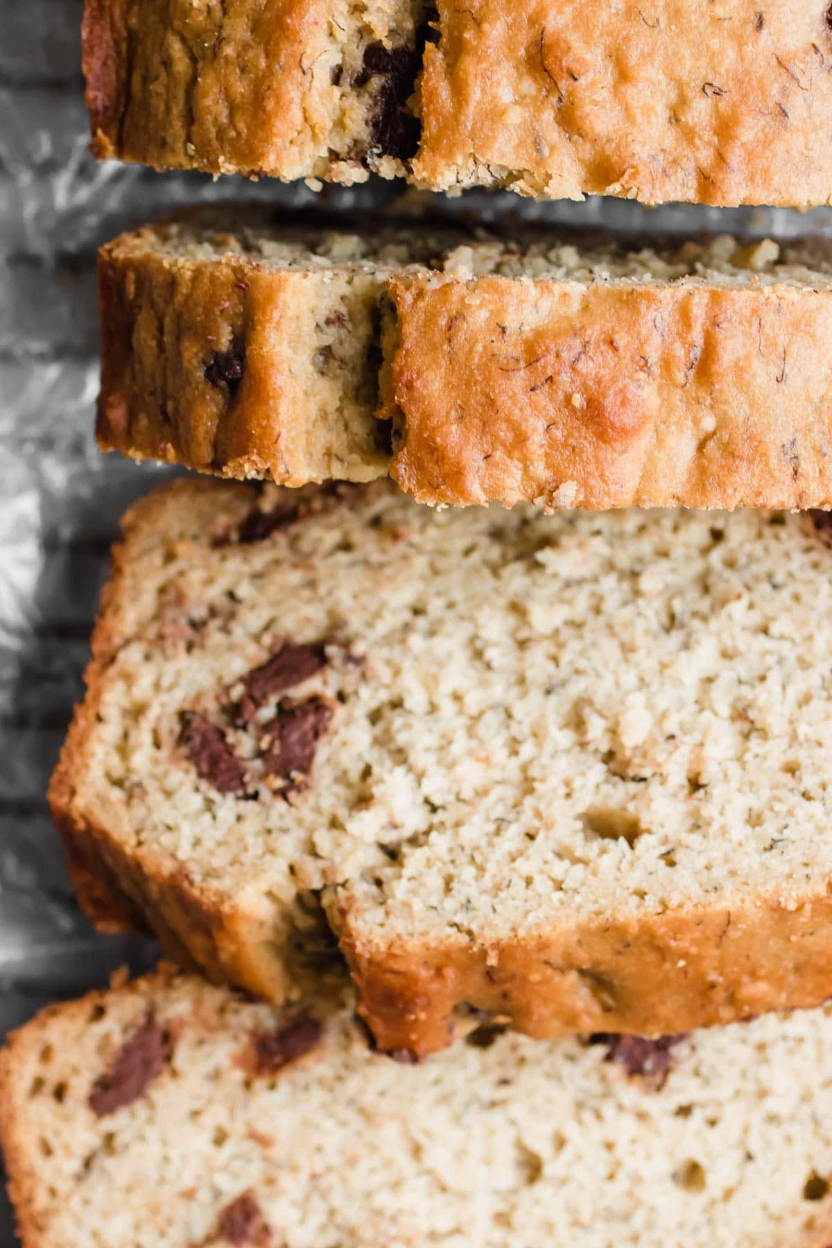 close up of banan bread