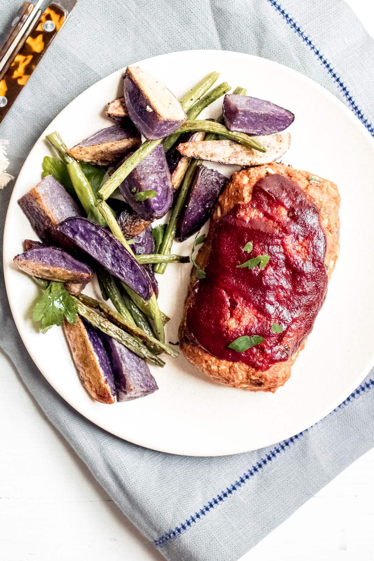 mini BBQ Turkey Meatloaf with roasted vegetables