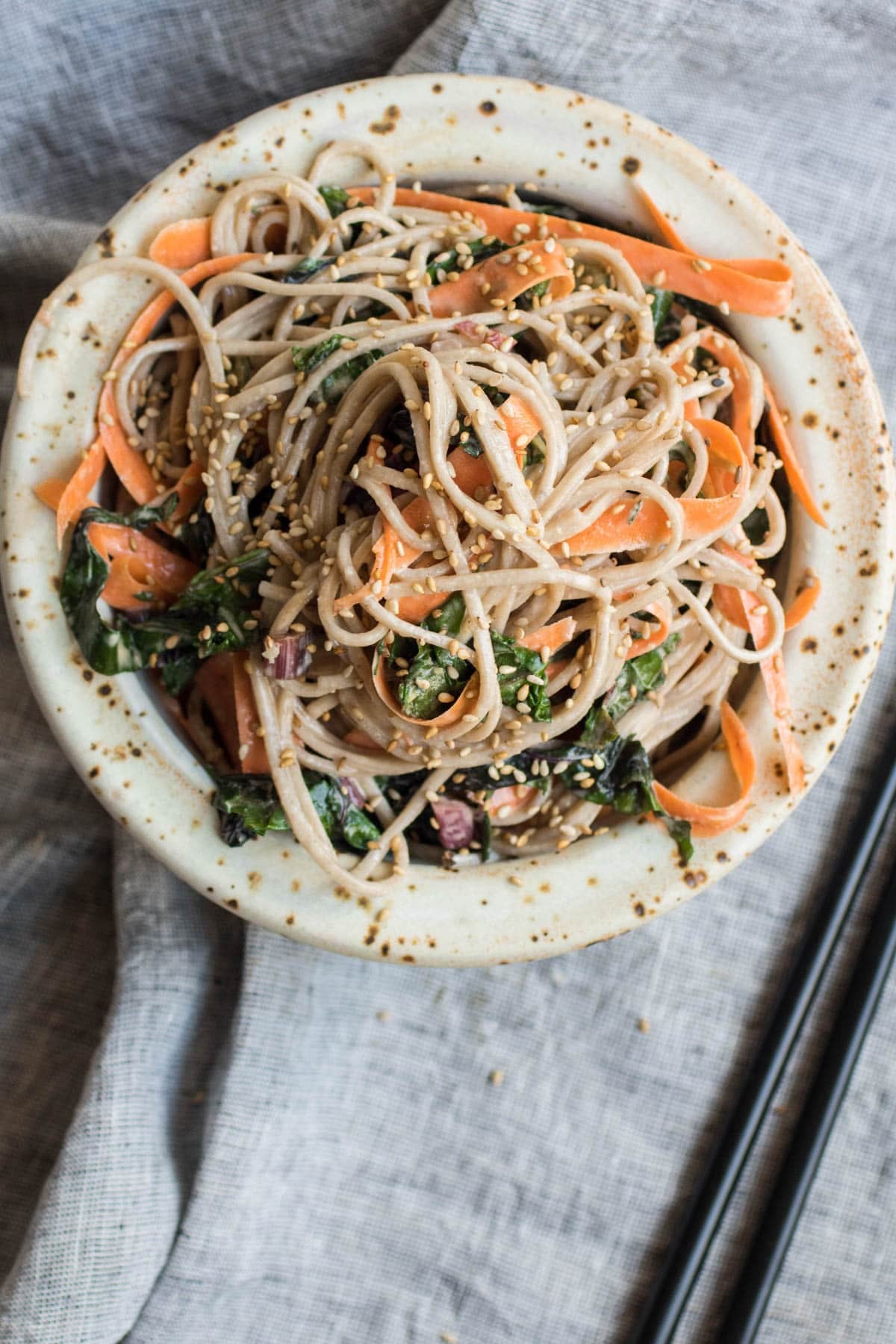 cold noodles in a bowl