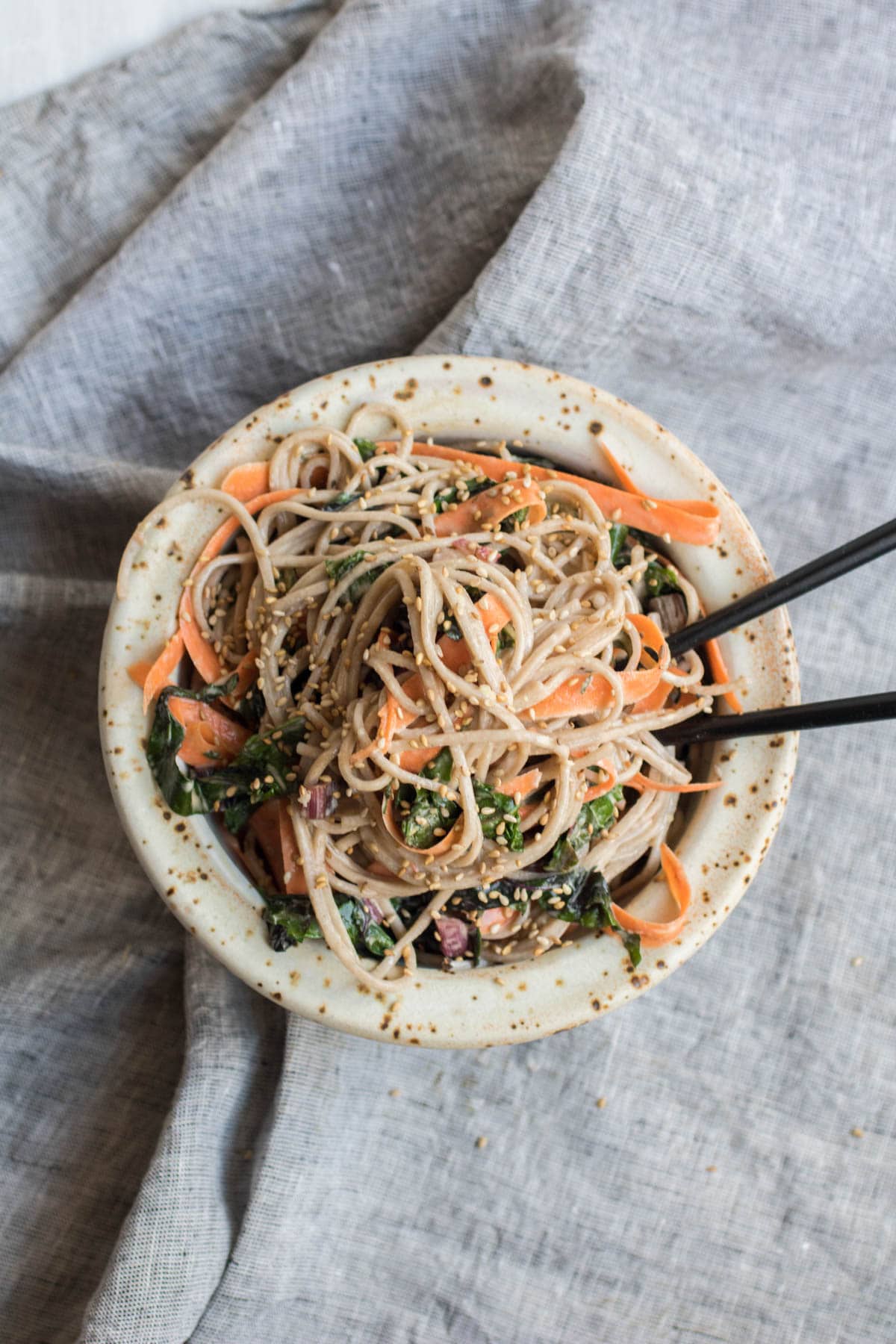 top down view of soba