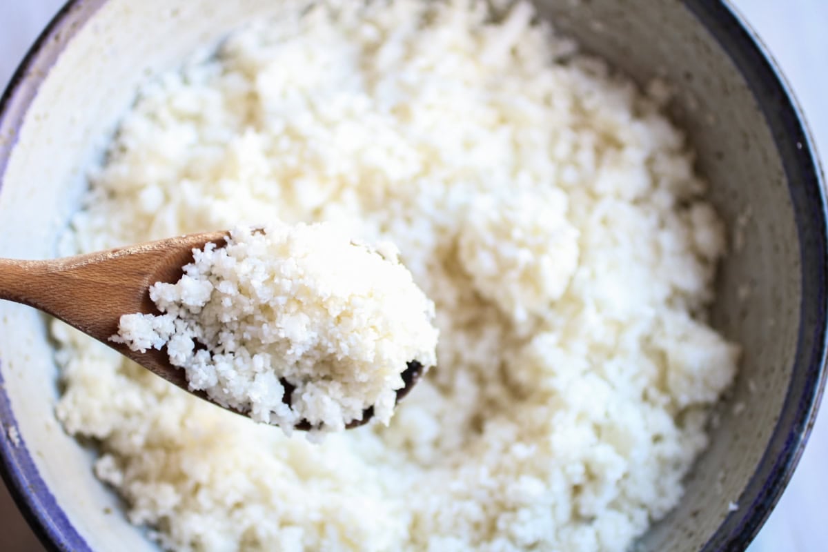 close up of cauliflower rice