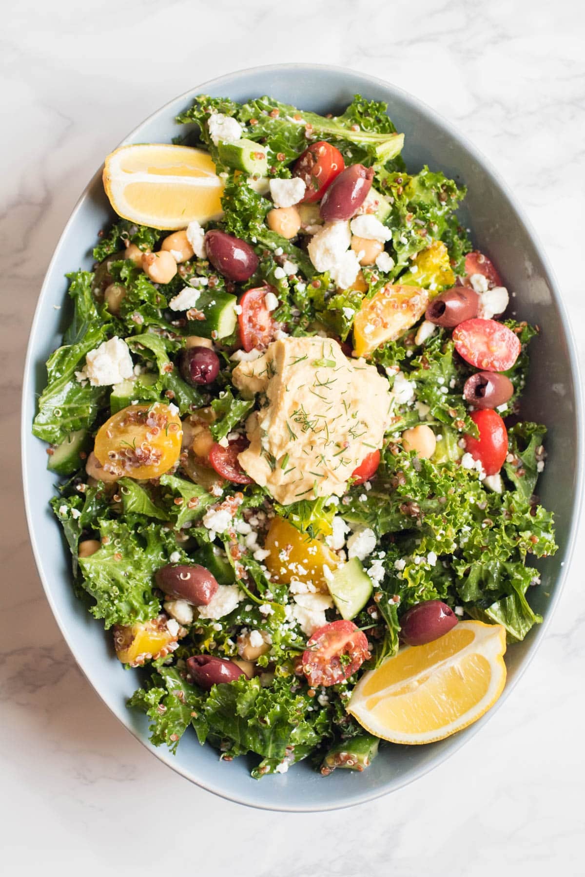 Greek Kale and Quinoa Salad in a bowl