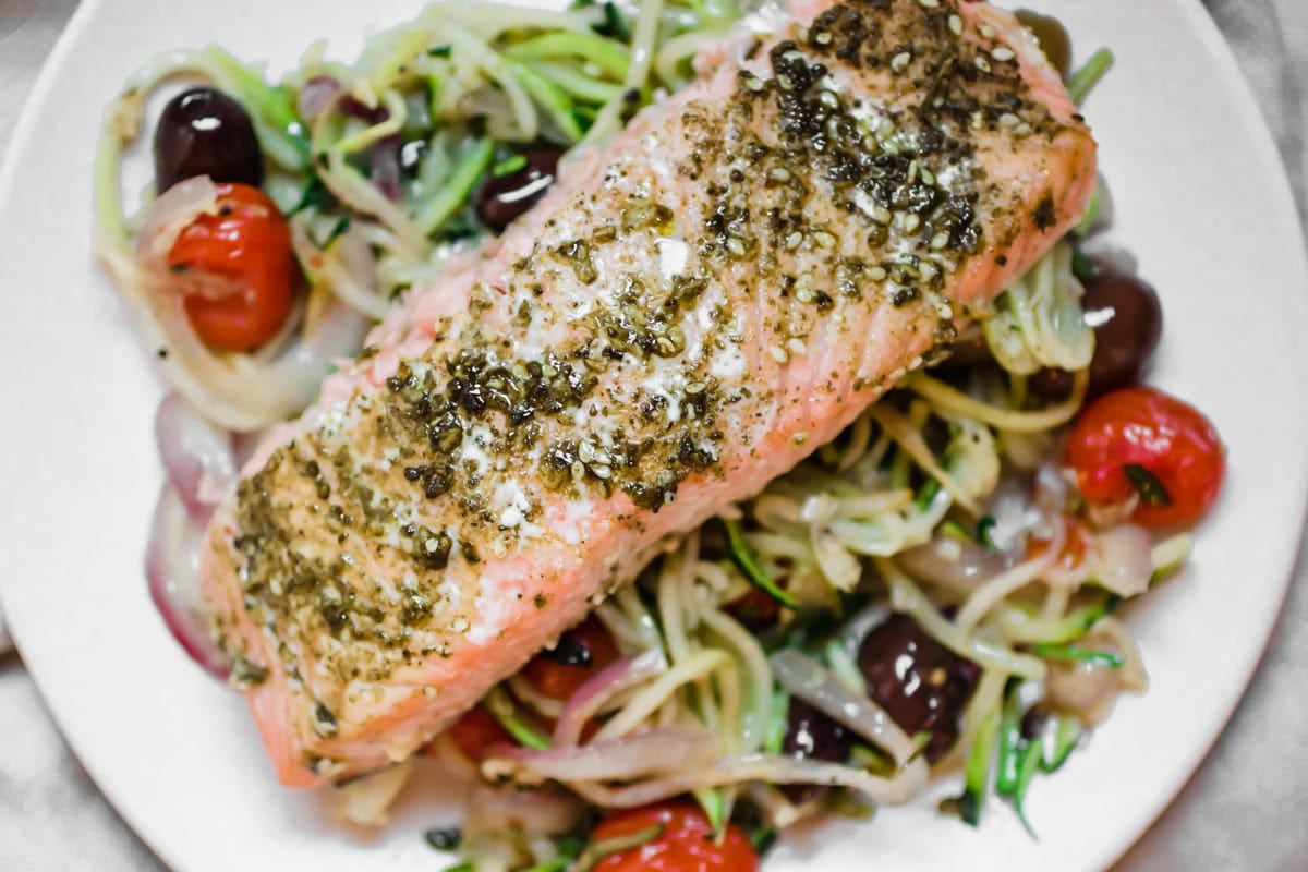 top down view of salmon filet