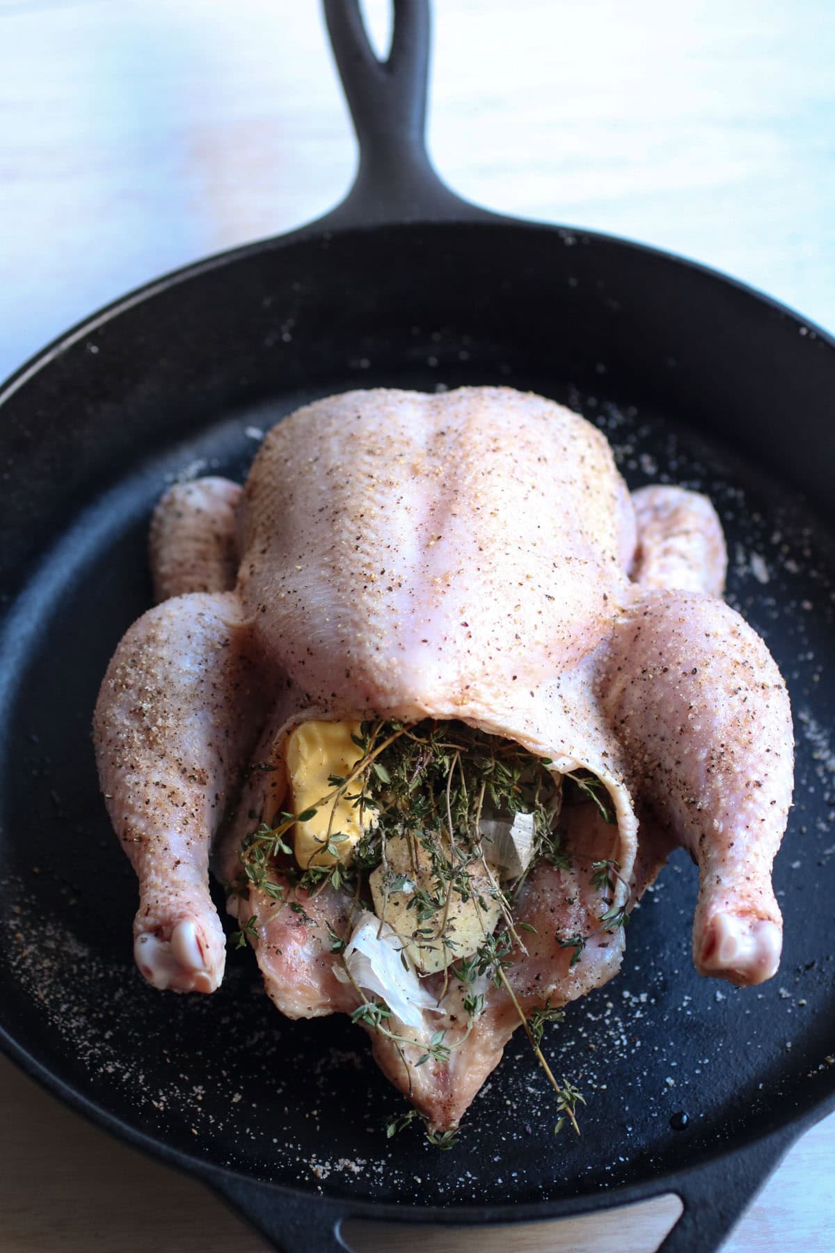 Easy Garlic Thyme Roast Chicken with Cauliflower