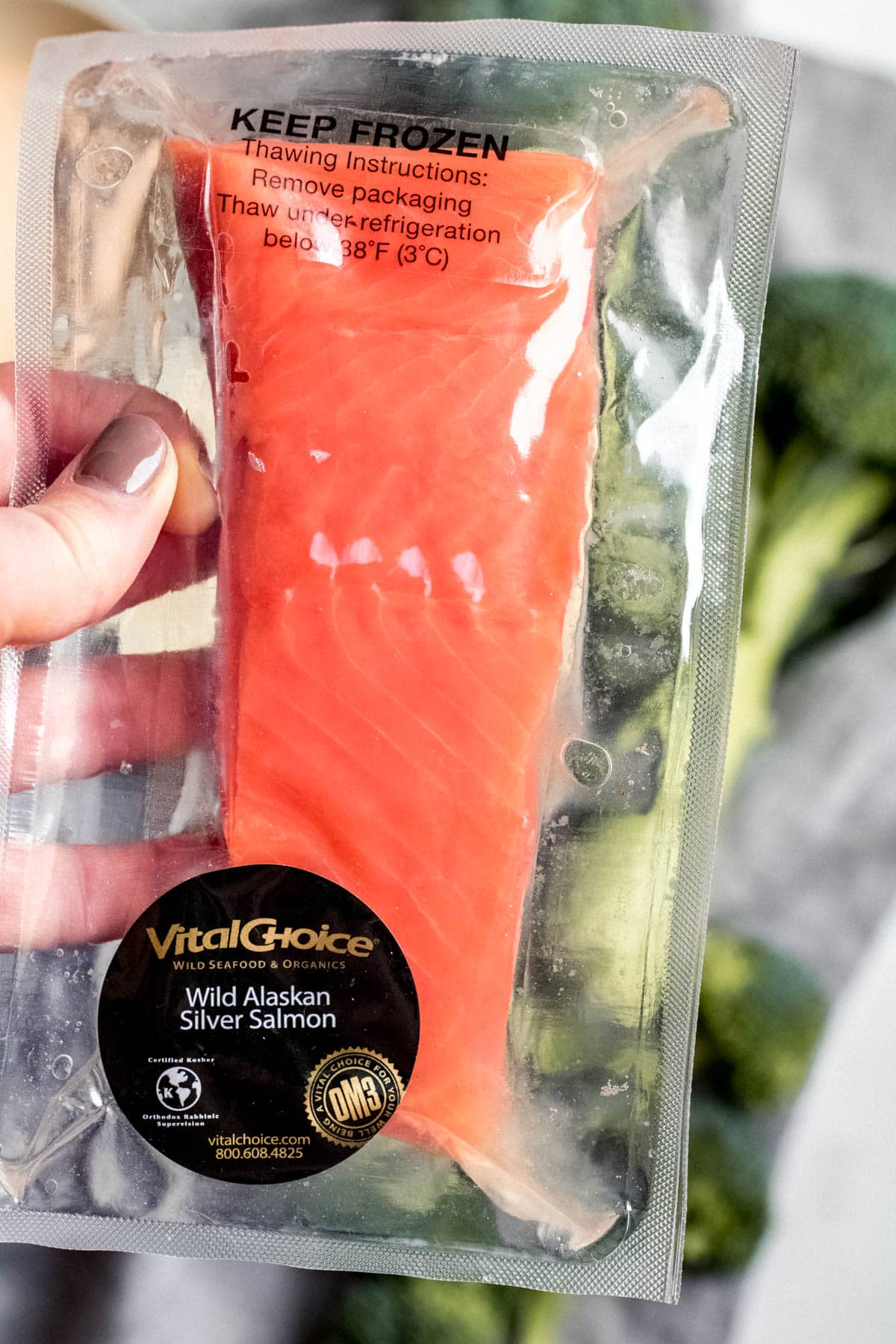 raw salmon in packaging