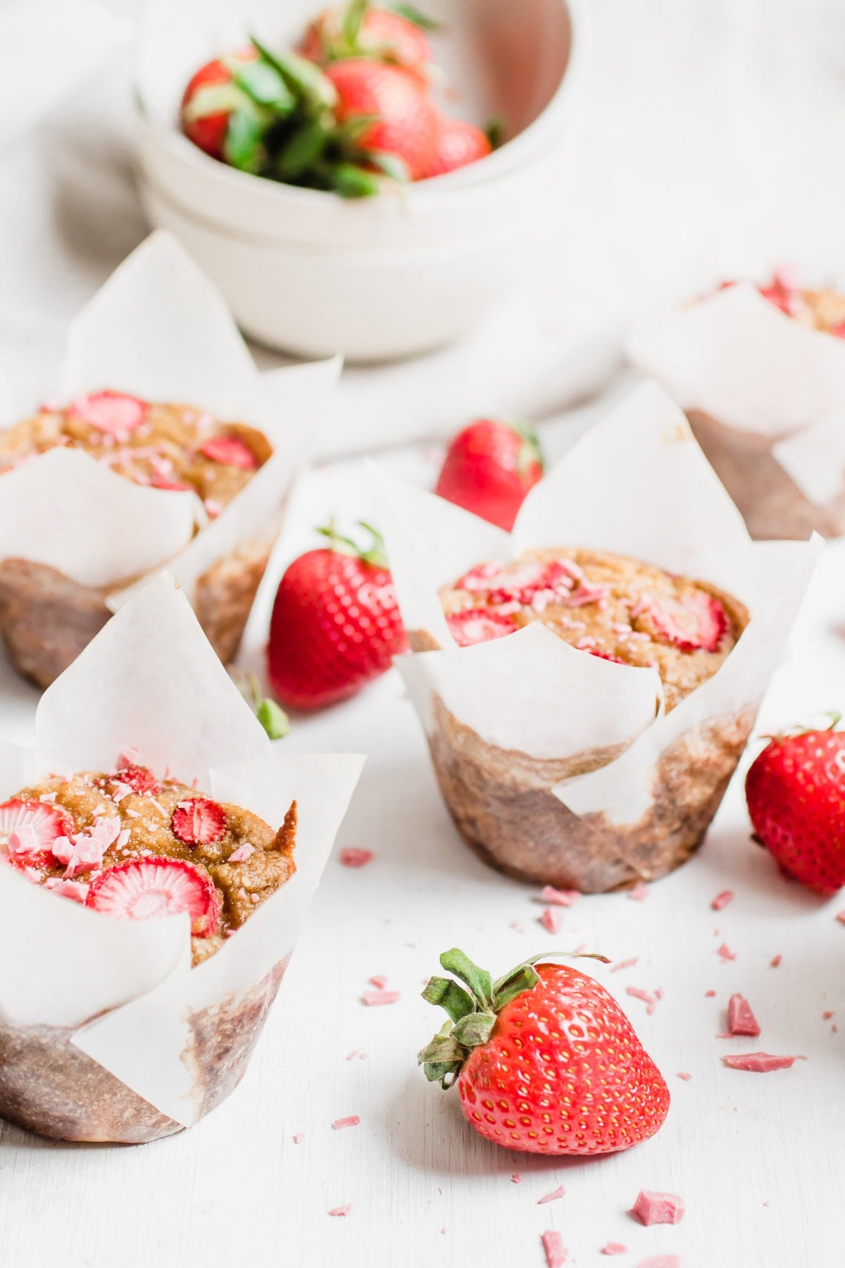 grain-free banana bread muffins with strawberries