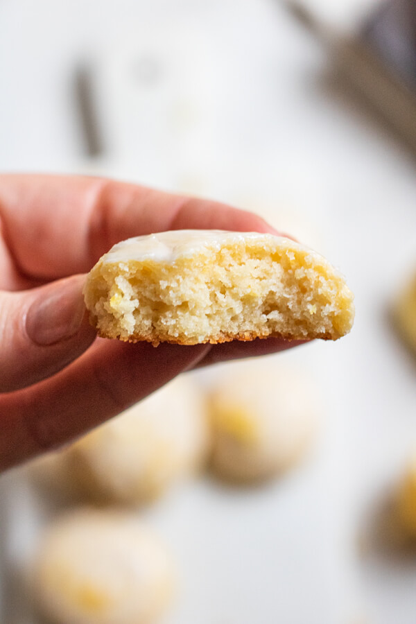 close up of Lemon Cream Cheese Cookies with Almond Flour