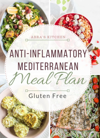A gluten-free, anti-inflammatory, super healthy and delicious Mediterranean meal plan. This meal plan is full of functional foods that reduce inflammation and support overall health. 