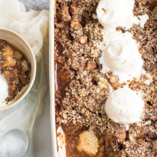 Ooey gooey sweet goodness, this apple pear crisp is insanely delicious, so easy to make, and the perfect introduction to fall. Gluten Free. Healthy. Yummy. |abraskitchen.com