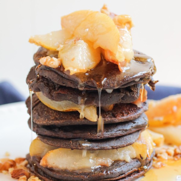 Buckwheat Sweet Potato Pancakes with Warm Cardamom Pears. This is possibly the most decadent, and uber healthy breakfast ever. Gluten free, vegan. Yaaasss! |abrakitchen.com