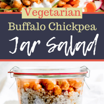 Buffalo Chickpea Jar Salad with Creamy Yogurt Blue Cheese Dressing