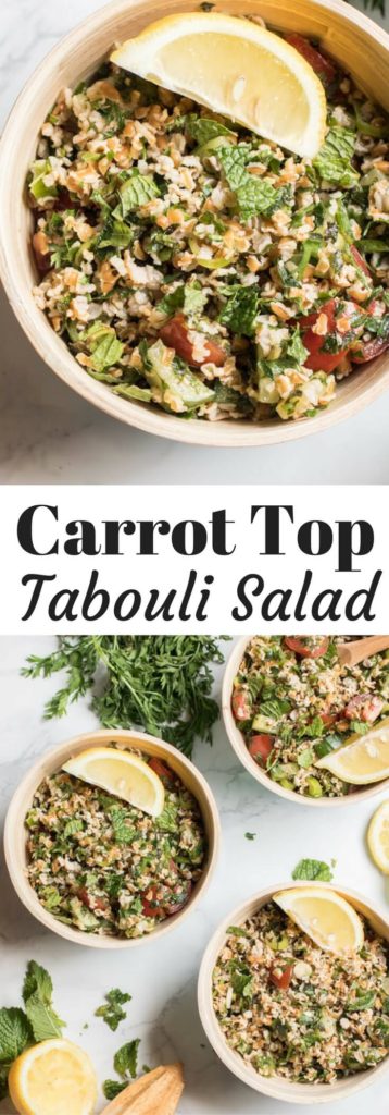 A light and refreshing salad filled with fresh herbs, veggies, and heart healthy bulgur. Carrot top tabouli is my favorite summer lunch. Vegan, Plant Strong! |abraskitchen.com