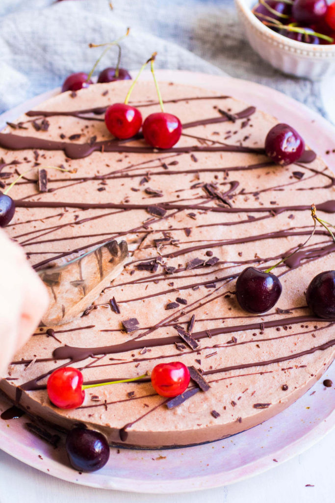 Chocolate Covered Cherry Ice Cream Tart, 8 simple real food ingredients. So good you might cry. Paleo/Gluten-free/Vegan |abraskitchen.com