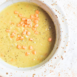 Vegan Coconut Split Pea Soup, loaded with warm spices and creamy coconut milk. This isn't your Grandmas' split pea soup!