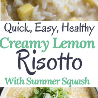 Creamy Lemon Risotto with Summer Squash and a Salad on Top! Quick, Easy, Healthy!
