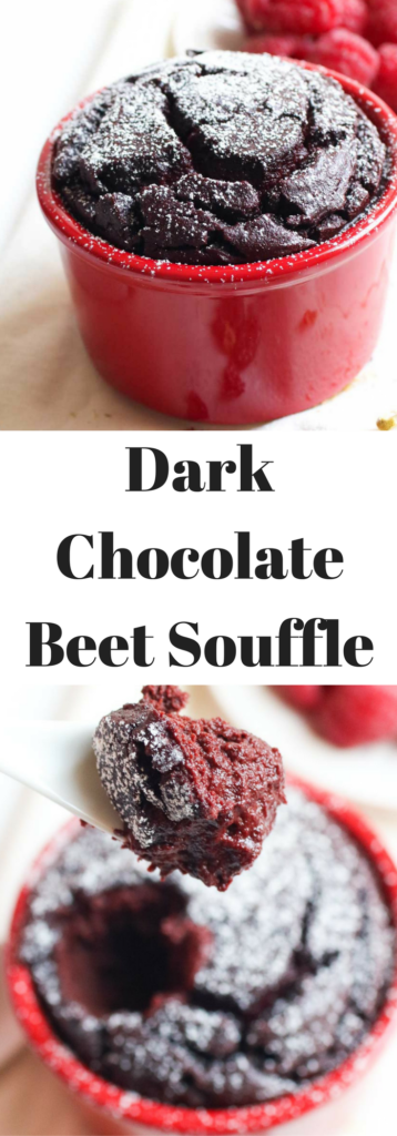 Dark Chocolate Beet Souffle is a paleo friendly, gluten free totally decadent dessert. One blender required, that’s it! Yum and Easy and Yum! | abraskitchen.com