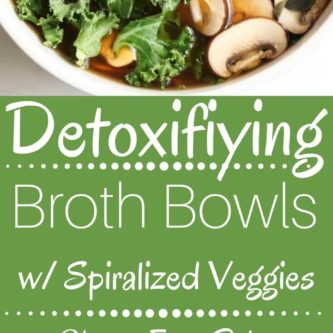 Detoxifying broth bowls with parsnip and carrot noodles is a paleo and gluten-free meal that is chocked full of anti-inflammatory, nutrient dense veggies. Healthy, quick, and super yummy!