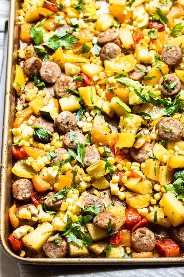 Healthy Sheet Pan Sausage and Vegetables