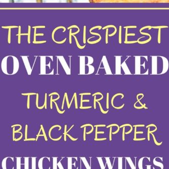Healthy Oven Crisp Turmeric Black Pepper Wings with a tangy yogurt dipping sauce.