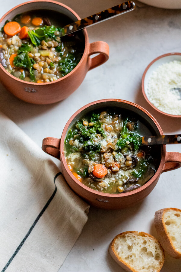 2 bowls of healthy lentil soup