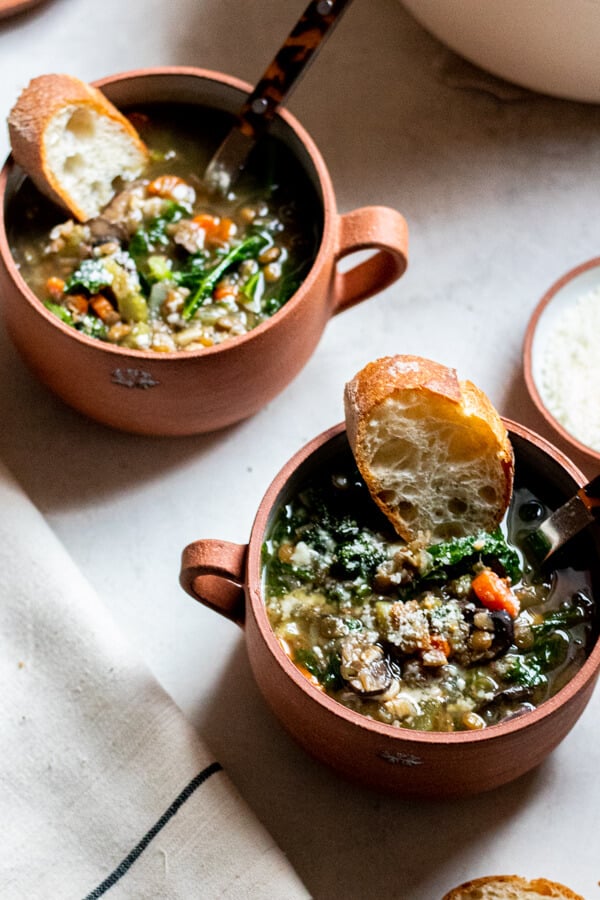 2 bowls of healthy lentil soup