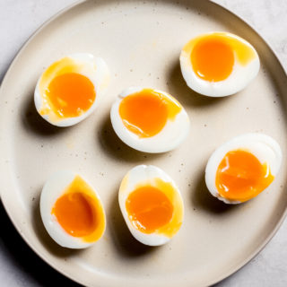 Jammy Eggs on a plate