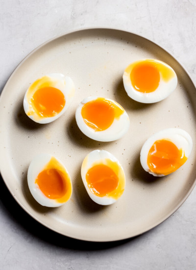 Jammy Eggs on a plate