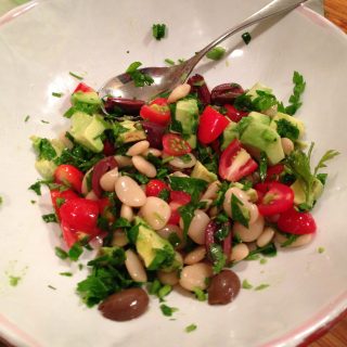 white bean, tomato, avocado salad