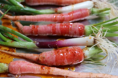 Harissa roasted carrots and scallions is the perfect nod to gorgeous spring veggies. Plus I share a 4 course spring tasting menu, it's a good one!