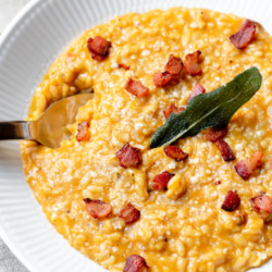 Instant Pot Pumpkin Risotto with Crispy Bacon