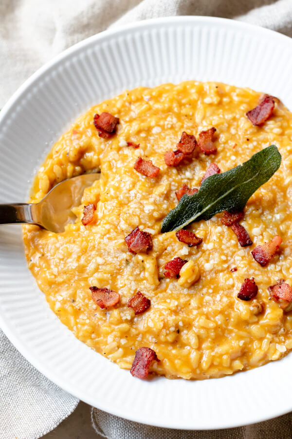 Instant Pot Pumpkin Risotto with Crispy Bacon