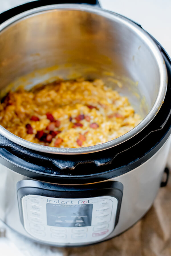 Instant Pot Pumpkin Risotto with Crispy Bacon 