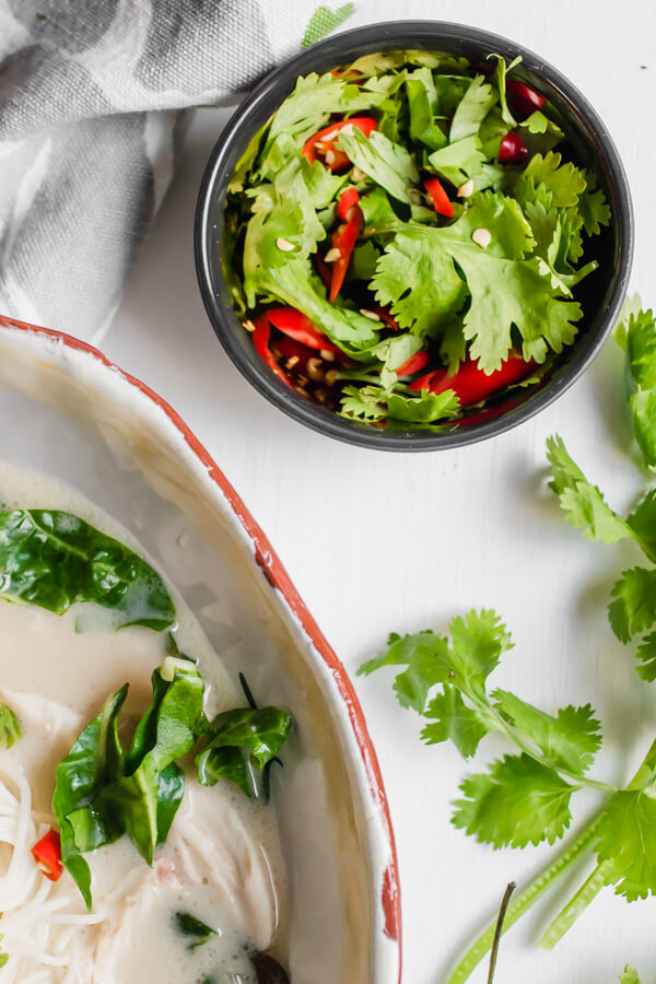 Instant Pot Thai Coconut Lime Chicken Soup with Noodles - A fragrant, warm, fresh and zesty soup that is insanely delicious and super good for you! Start with a whole chicken, fragrant herbs and spices, and thanks to the instant pot, dinner is done in 30 minutes!