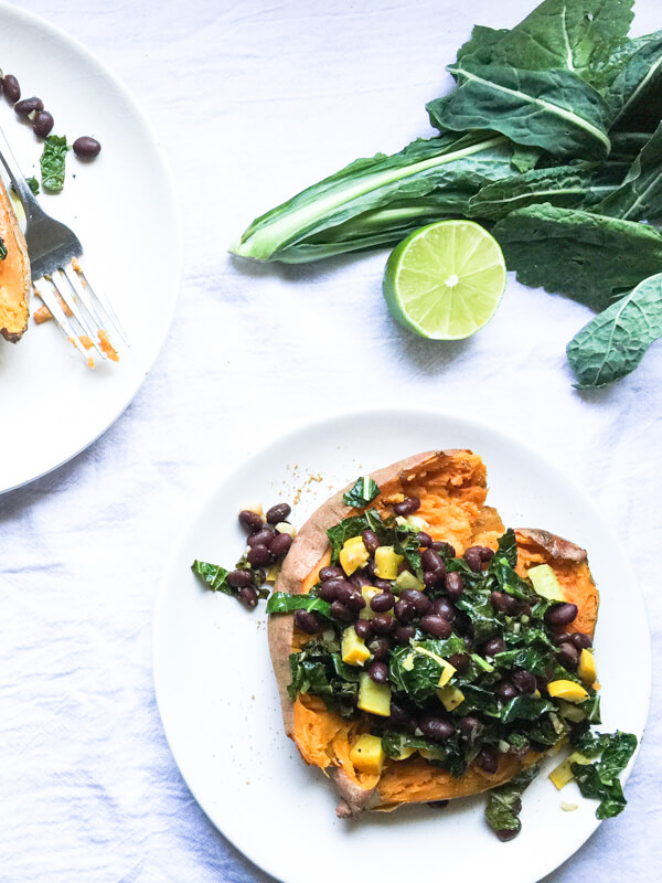 Kale and Black Bean Stuffed Sweet Potato, nourishing, healthy, quick and easy. 