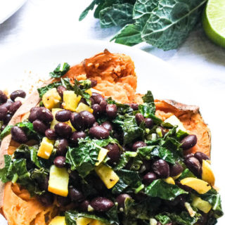 Kale and Black Bean Stuffed Sweet Potato, nourishing, healthy, quick and easy.