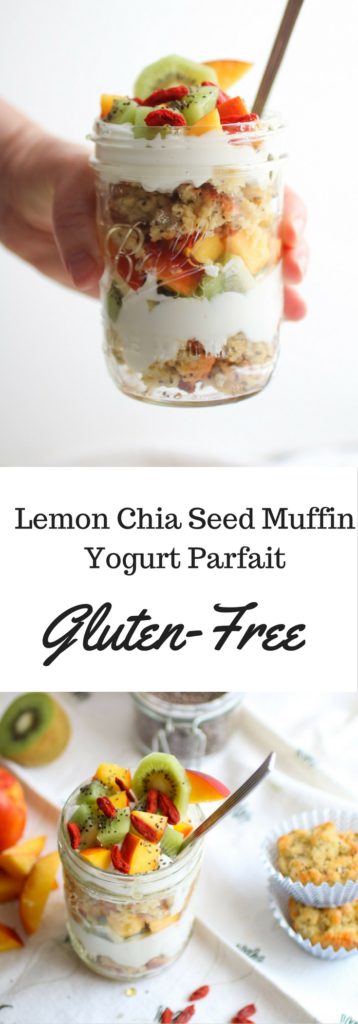 Lemon Chia Seed Muffin Parfait, A gluten free lemon muffin piled high with greek yogurt, fresh fruit, and superfoods! |AbrasKitchen.Com