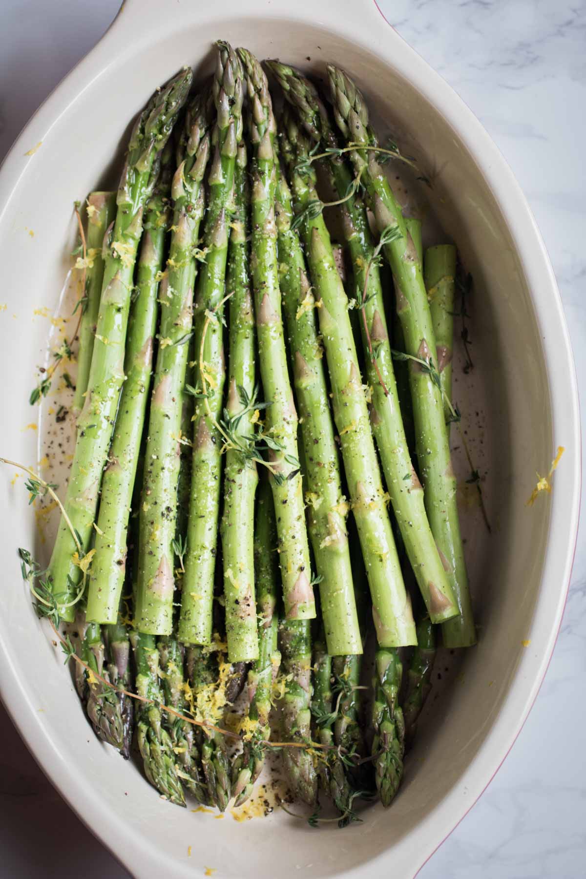 asparagus stalks in a pan