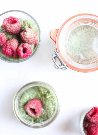 Matcha Chia Seed Pudding, a creamy earthy superfood treat with almond milk, maple syrup, antioxidant rich matcha powder and protein packed chia seeds. The best snack ever! Gluten free, Vegan, Paleo, Whole 30.